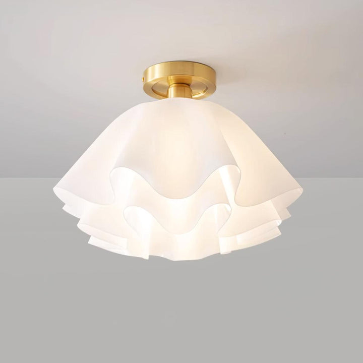 Ceiling Light Brass Pleated Acrylic 11.8 in Modern Bedroom Living Room Fixture Adjustable Ambient Lighting | Kalsten