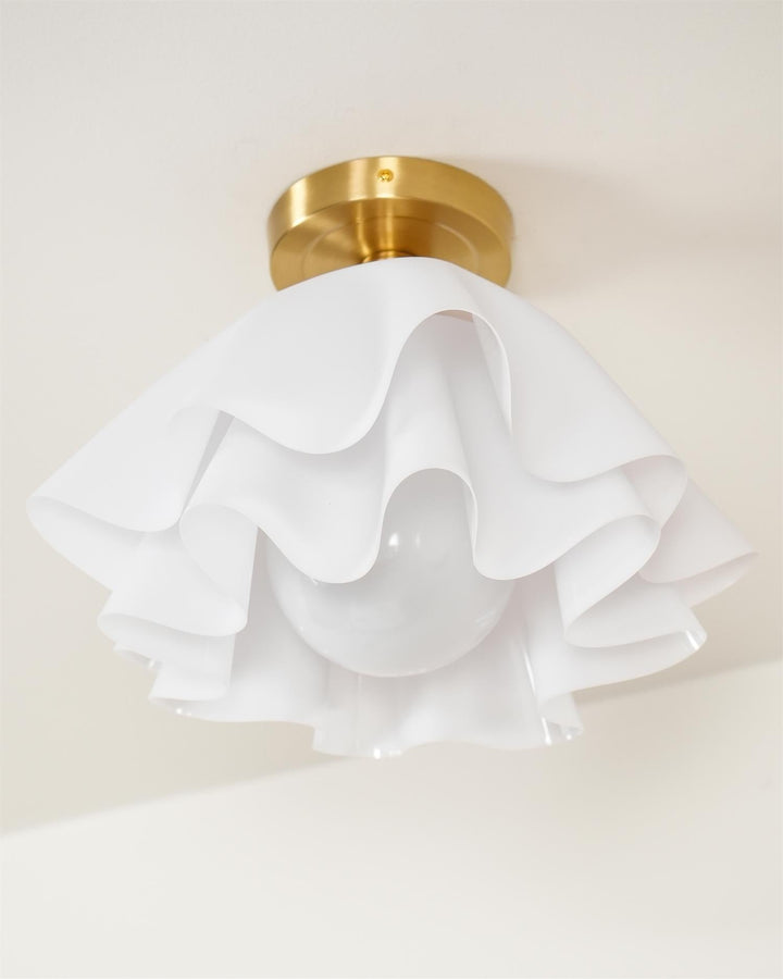 Ceiling Light Brass Pleated Acrylic 11.8 in Modern Bedroom Living Room Fixture Adjustable Ambient Lighting | Kalsten