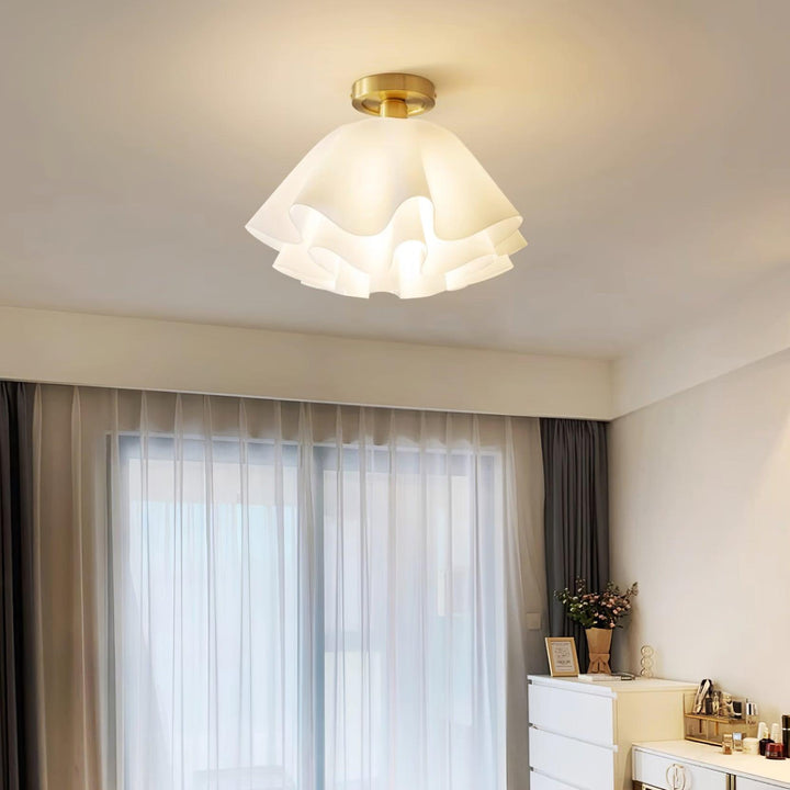 Ceiling Light Brass Pleated Acrylic 11.8 in Modern Bedroom Living Room Fixture Adjustable Ambient Lighting | Kalsten