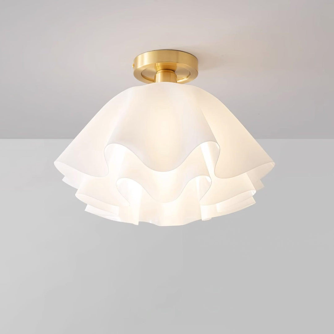 Ceiling Light Brass Pleated Acrylic 11.8 in Modern Bedroom Living Room Fixture Adjustable Ambient Lighting | Kalsten