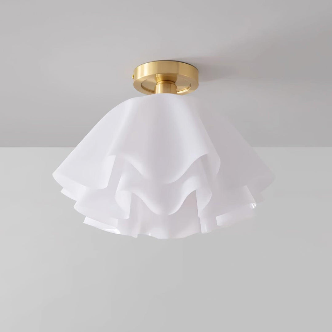 Ceiling Light Brass Pleated Acrylic 11.8 in Modern Bedroom Living Room Fixture Adjustable Ambient Lighting | Kalsten