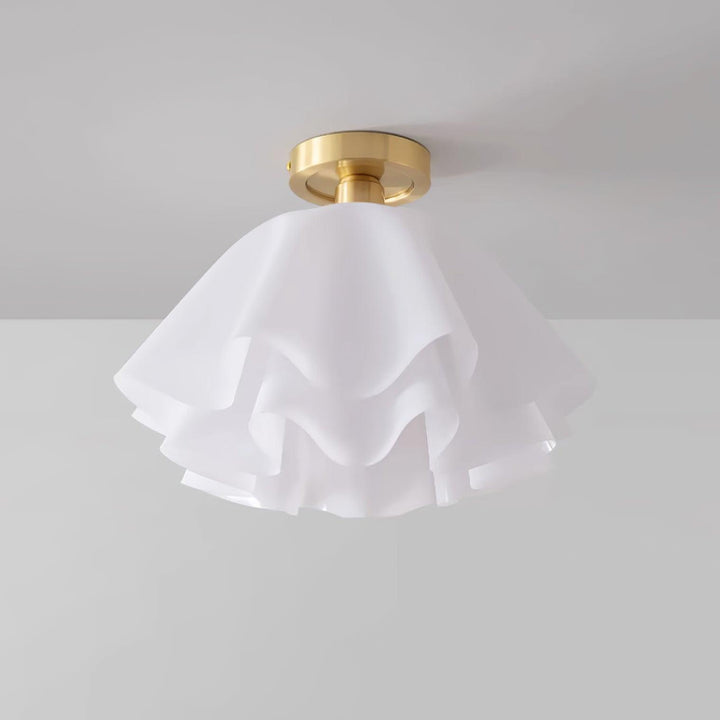 Ceiling Light Brass Pleated Acrylic 11.8 in Modern Bedroom Living Room Fixture Adjustable Ambient Lighting | Kalsten