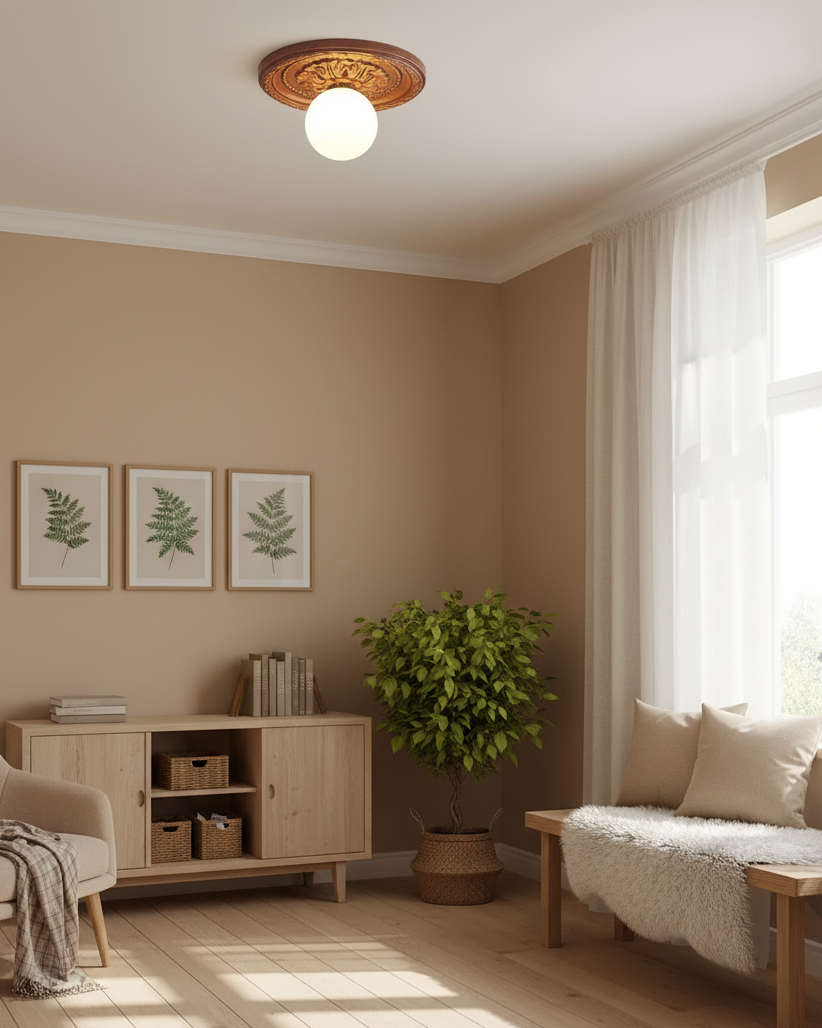 Ceiling Light Acrylic 13.7 in Beige Flush Mount Living Room Bedroom Decorative Fixture | Kalsten