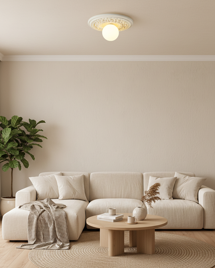 Ceiling Light Acrylic 13.7 in Beige Flush Mount Living Room Bedroom Decorative Fixture | Kalsten
