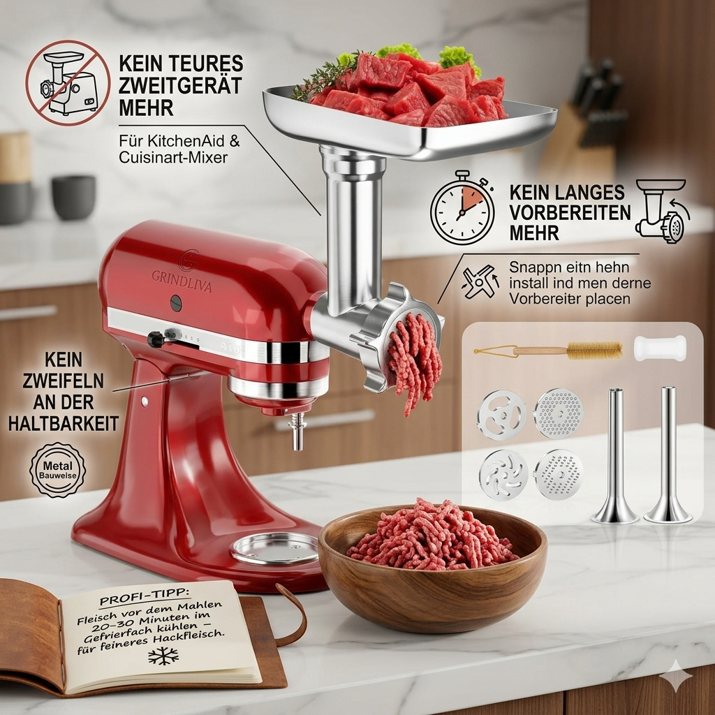GRINDLIVA Meat Grinder Attachment for KitchenAid | Kalsten