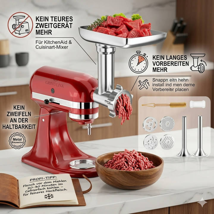 GRINDLIVA Meat Grinder Attachment for KitchenAid | Kalsten