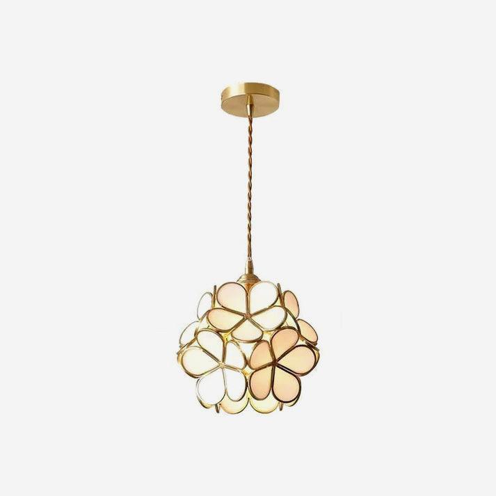 Pendant Light Brass Glass 7.9 in Petal Shape Indoor Ceiling Lamp Adjustable Hanging Height | Kalsten