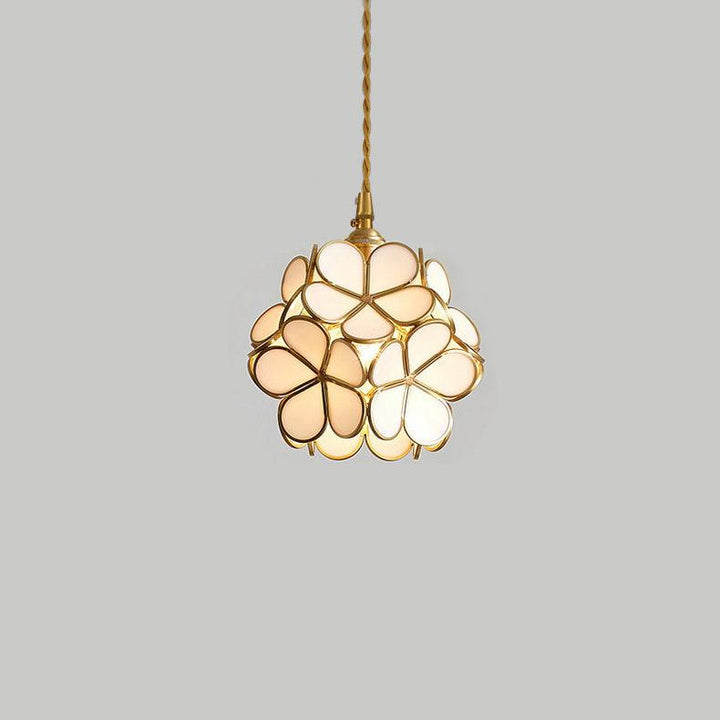 Pendant Light Brass Glass 7.9 in Petal Shape Indoor Ceiling Lamp Adjustable Hanging Height | Kalsten