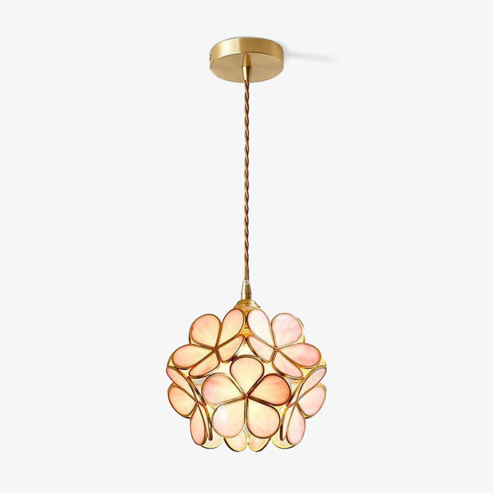 Pendant Light Brass Glass 7.9 in Petal Shape Indoor Ceiling Lamp Adjustable Hanging Height | Kalsten