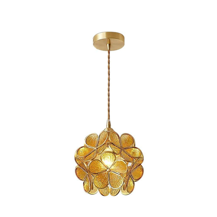 Pendant Light Brass Glass 7.9 in Petal Shape Indoor Ceiling Lamp Adjustable Hanging Height | Kalsten