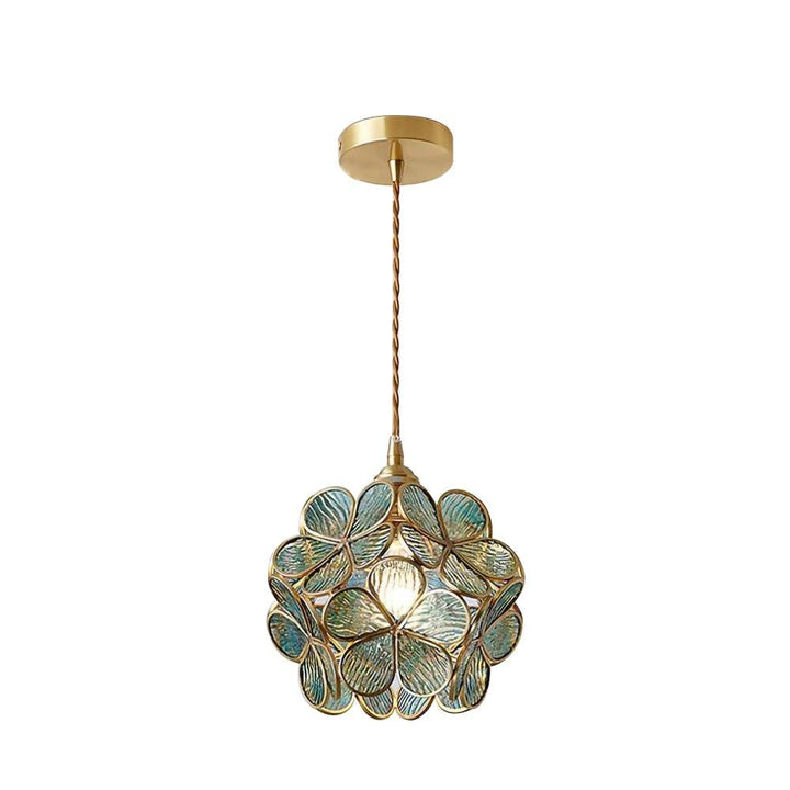 Pendant Light Brass Glass 7.9 in Petal Shape Indoor Ceiling Lamp Adjustable Hanging Height | Kalsten