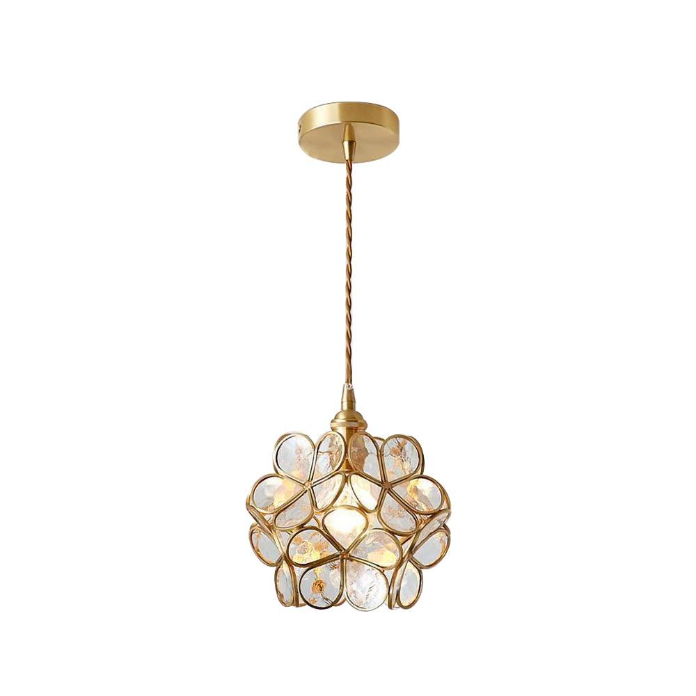 Pendant Light Brass Glass 7.9 in Petal Shape Indoor Ceiling Lamp Adjustable Hanging Height | Kalsten