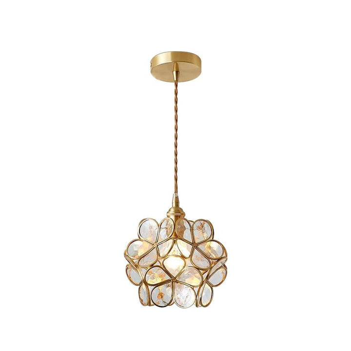 Pendant Light Brass Glass 7.9 in Petal Shape Indoor Ceiling Lamp Adjustable Hanging Height | Kalsten