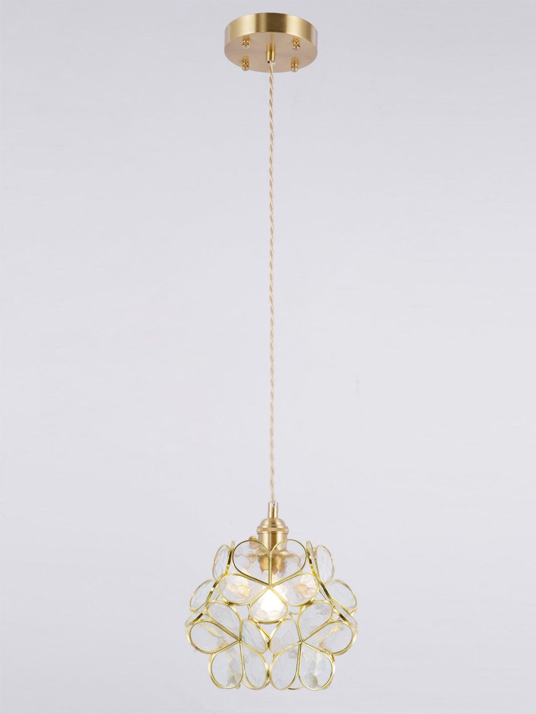 Pendant Light Brass Glass 7.9 in Petal Shape Indoor Ceiling Lamp Adjustable Hanging Height | Kalsten