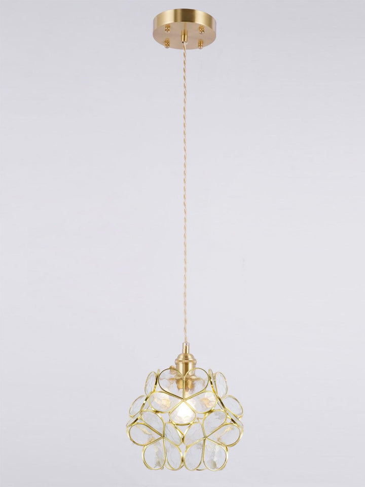 Pendant Light Brass Glass 7.9 in Petal Shape Indoor Ceiling Lamp Adjustable Hanging Height | Kalsten