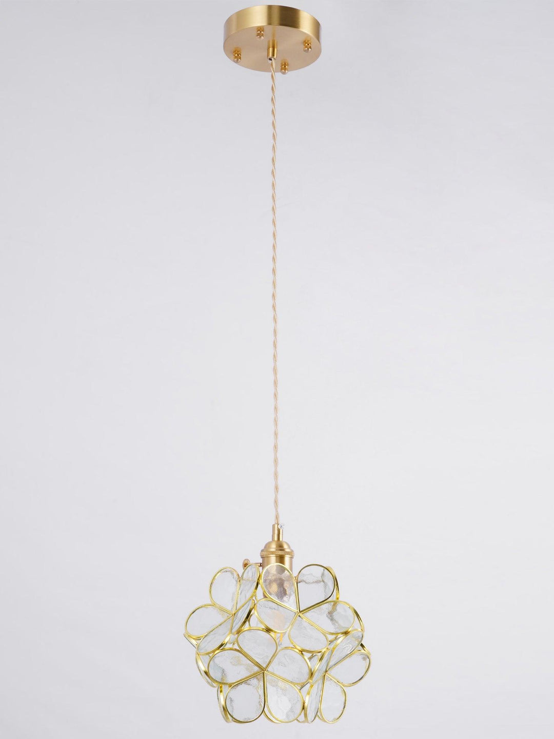 Pendant Light Brass Glass 7.9 in Petal Shape Indoor Ceiling Lamp Adjustable Hanging Height | Kalsten
