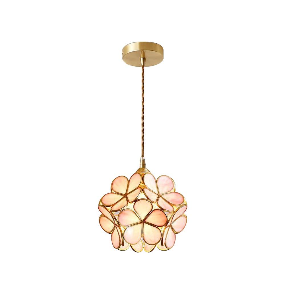 Pendant Light Brass Glass 7.9 in Petal Shape Indoor Ceiling Lamp Adjustable Hanging Height | Kalsten
