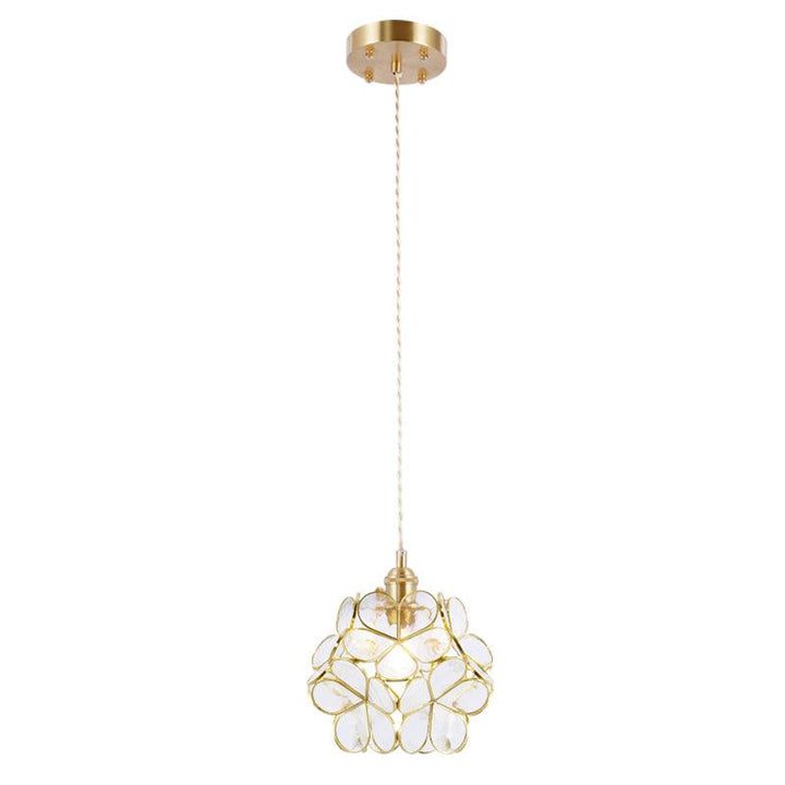 Pendant Light Brass Glass 7.9 in Petal Shape Indoor Ceiling Lamp Adjustable Hanging Height | Kalsten