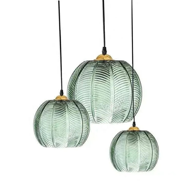 Pendant Light Glass 12 in Boho Tropical Palm Leaf Living Room Kitchen Bedroom Hanging Lamp | Kalsten