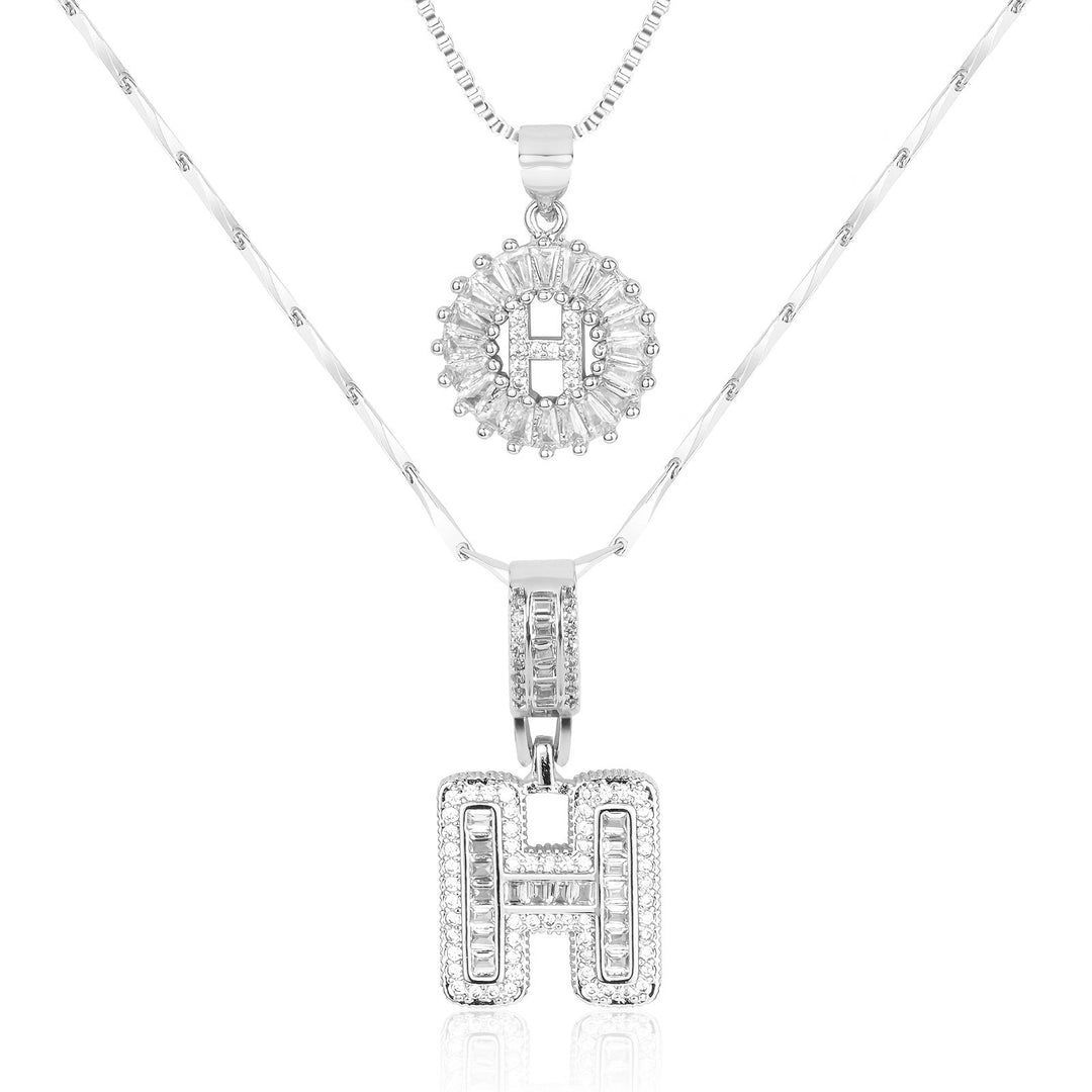 Kalsten | 2pc 14k Diamond Letter Initial Necklaces
