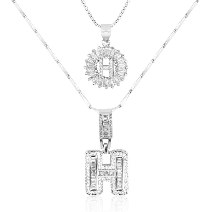 Kalsten | 2pc 14k Diamond Letter Initial Necklaces