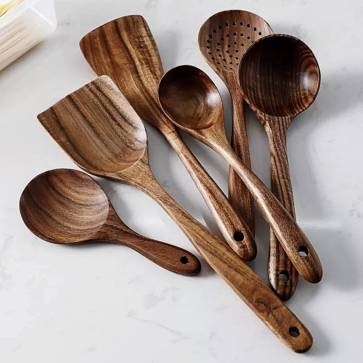 Kalsten | NordTeak 7-piece kitchen helper set – premium teak wood tools for stylish and versatile cooking