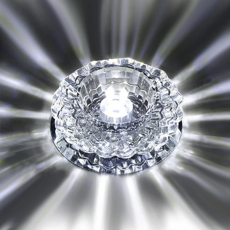 Modern LED Crystal Ceiling Light – Mini Circular Pendant Lamp for Living Room, Kitchen, Aisle, and Corridor (AC85-265V, 6000K White & 3200K Warm White) | Kalsten