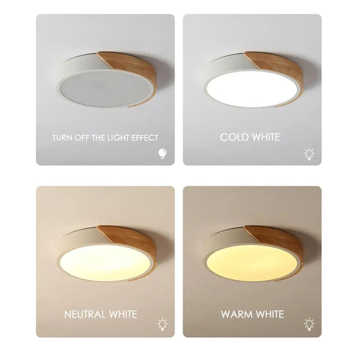 Modern LED Surface Mount Ceiling Light – Ultra-Thin Wooden Lighting Fixture with Remote Control for Living Room, Balcony, and Home Decor | Kalsten