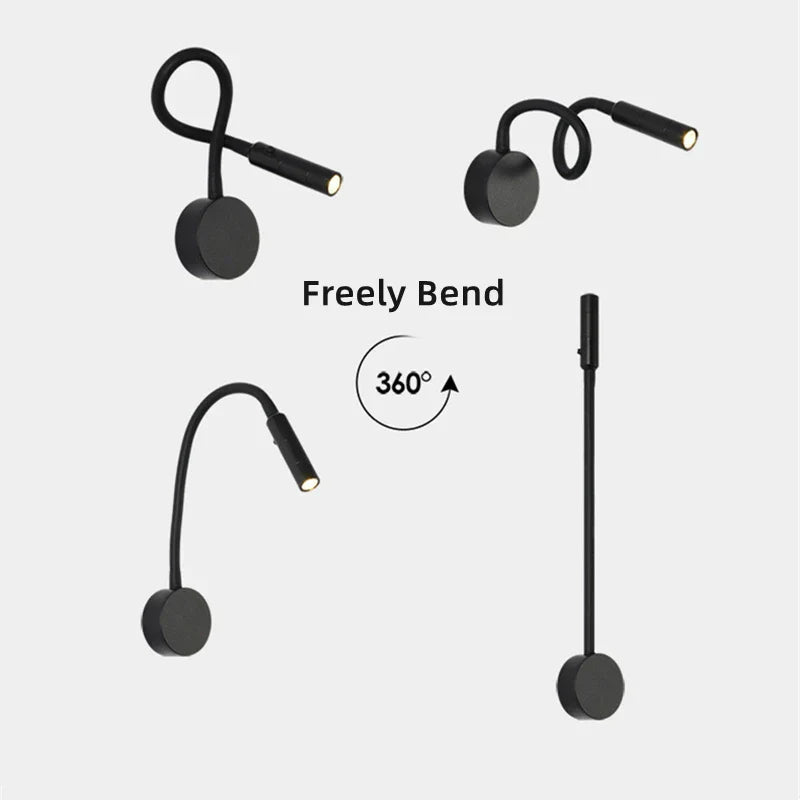 Modern Flexible LED Reading Wall Lamp with Switch for Bedroom and Study - 1W/3W | Kalsten