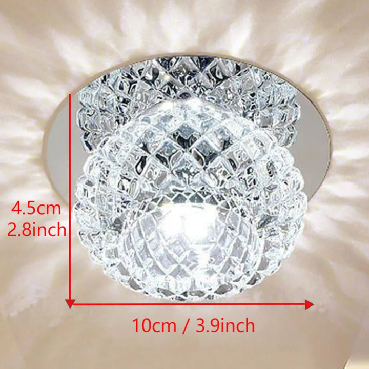 Modern LED Crystal Ceiling Light – Mini Circular Pendant Lamp for Living Room, Kitchen, Aisle, and Corridor (AC85-265V, 6000K White & 3200K Warm White) | Kalsten