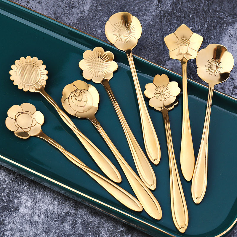 Kalsten | 8-piece stainless steel teaspoon set with flower design