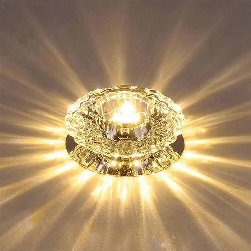 Modern LED Crystal Ceiling Light – Mini Circular Pendant Lamp for Living Room, Kitchen, Aisle, and Corridor (AC85-265V, 6000K White & 3200K Warm White) | Kalsten