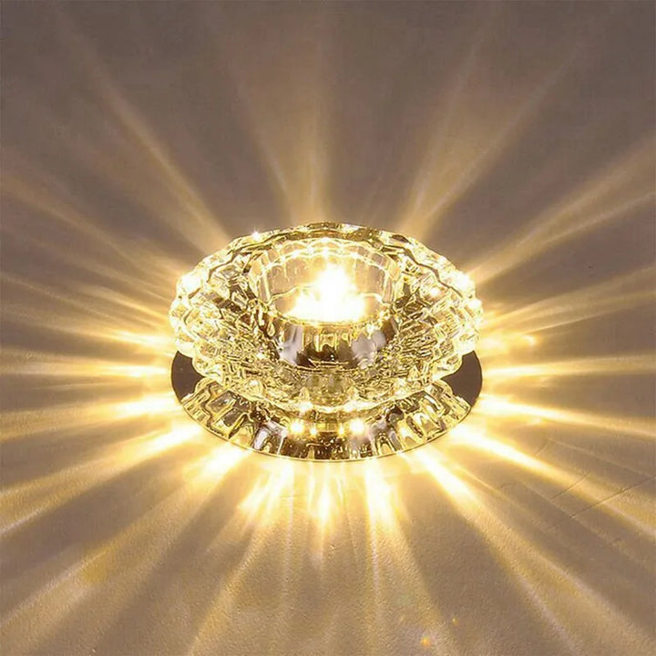Modern LED Crystal Ceiling Light – Mini Circular Pendant Lamp for Living Room, Kitchen, Aisle, and Corridor (AC85-265V, 6000K White & 3200K Warm White) | Kalsten