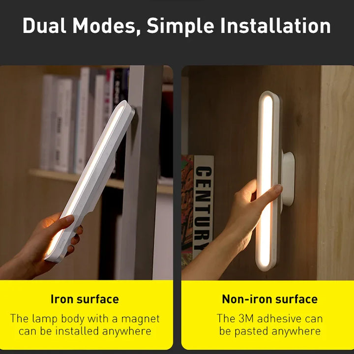 Baseus Magnetic Hanging LED Desk Lamp | Rechargeable, Stepless Dimming, Versatile Lighting for Desk, Cabinet, and Closet | Kalsten