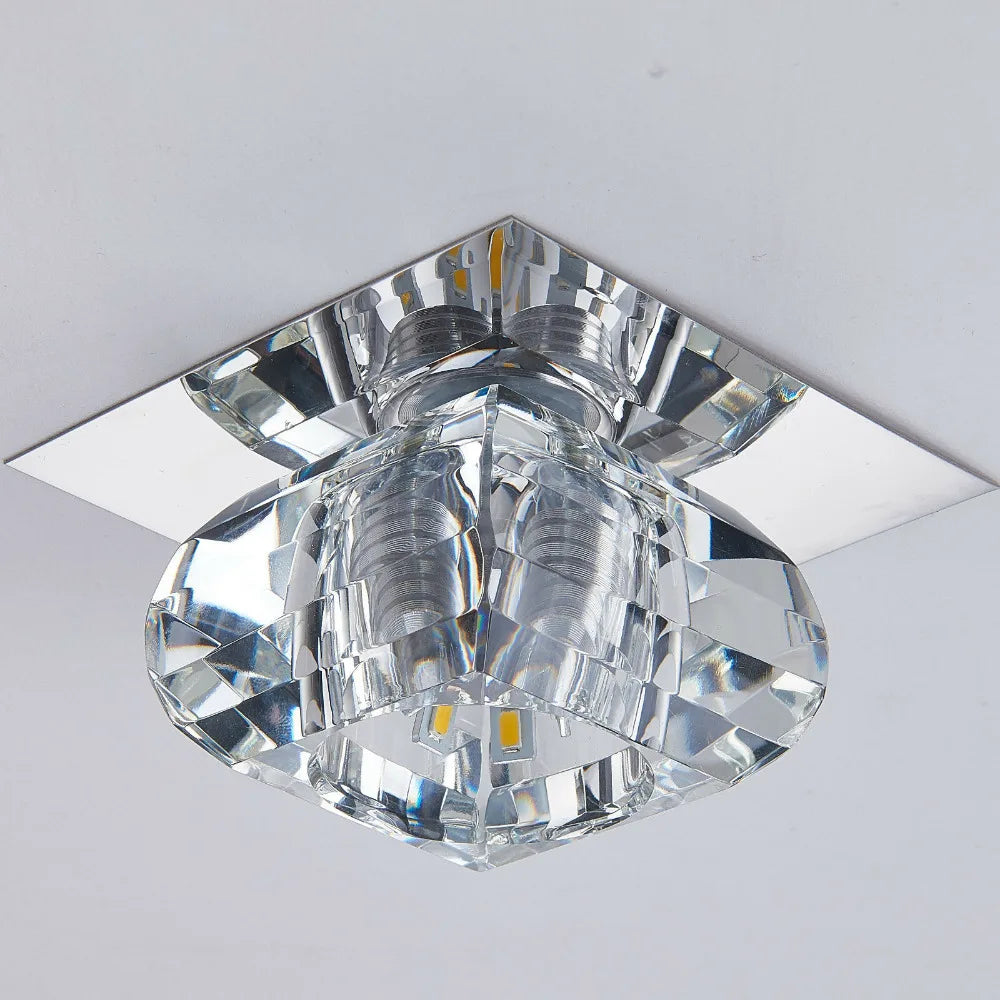 Modern LED Crystal Ceiling Light – Mini Circular Pendant Lamp for Living Room, Kitchen, Aisle, and Corridor (AC85-265V, 6000K White & 3200K Warm White) | Kalsten