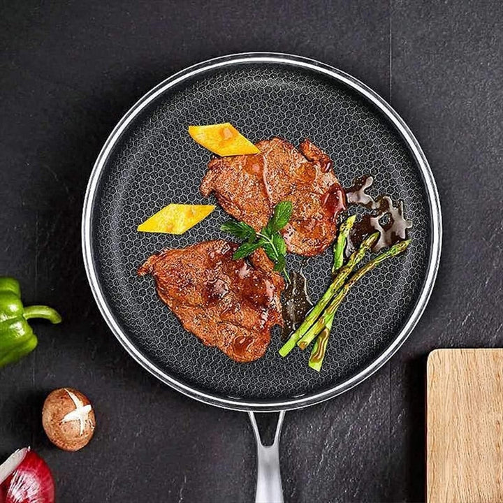 High-quality stainless steel pan with anti-stick pixel technology – Perfect for healthy frying | Kalsten