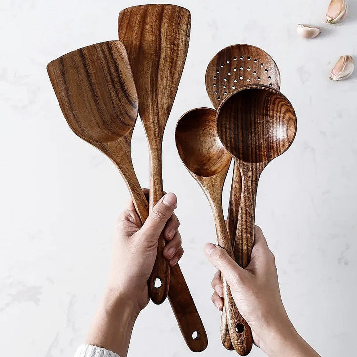 Kalsten | NordTeak 7-piece kitchen helper set – premium teak wood tools for stylish and versatile cooking