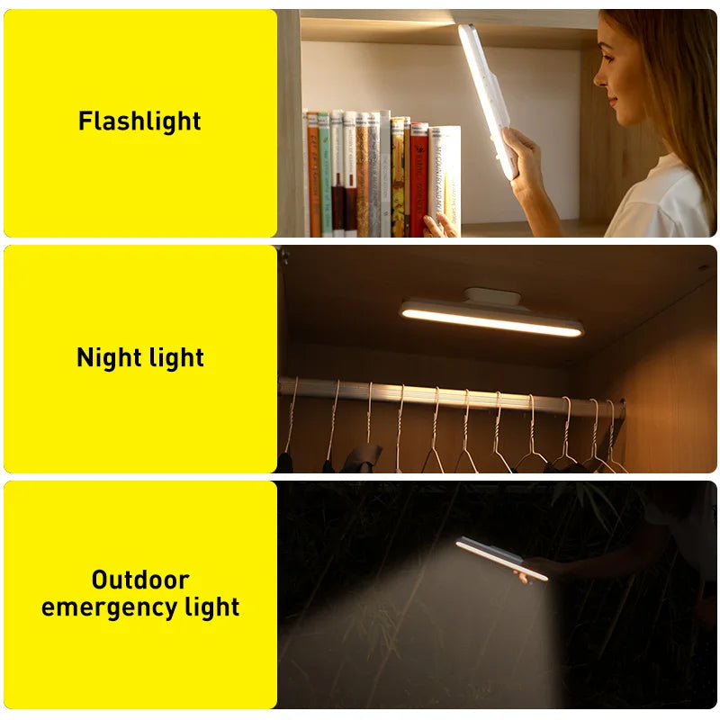 Baseus Magnetic Hanging LED Desk Lamp | Rechargeable, Stepless Dimming, Versatile Lighting for Desk, Cabinet, and Closet | Kalsten