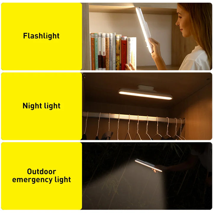 Baseus Magnetic Hanging LED Desk Lamp | Rechargeable, Stepless Dimming, Versatile Lighting for Desk, Cabinet, and Closet | Kalsten