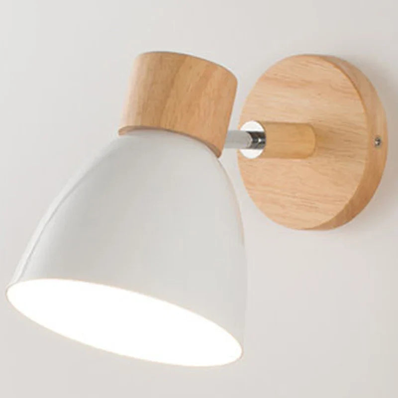 Kalsten | LumoNord Macaron Wall Lamp | Wood & Metal | 90° Swiveling Lamp Head | Scandinavian Design | E27 Socket (without bulb)
