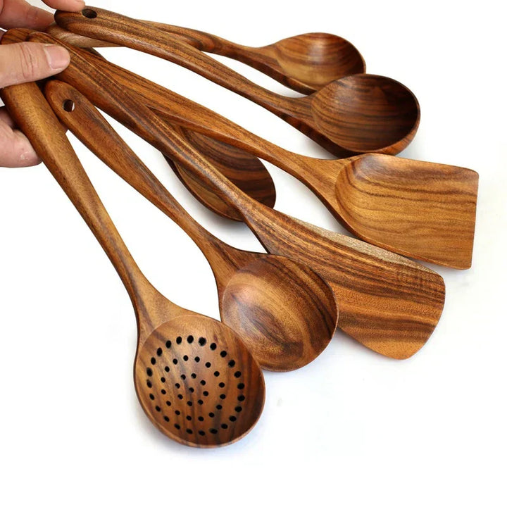 Kalsten | NordTeak 7-piece kitchen helper set – premium teak wood tools for stylish and versatile cooking