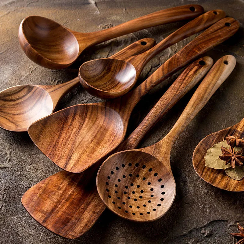 Kalsten | NordTeak 7-piece kitchen helper set – premium teak wood tools for stylish and versatile cooking