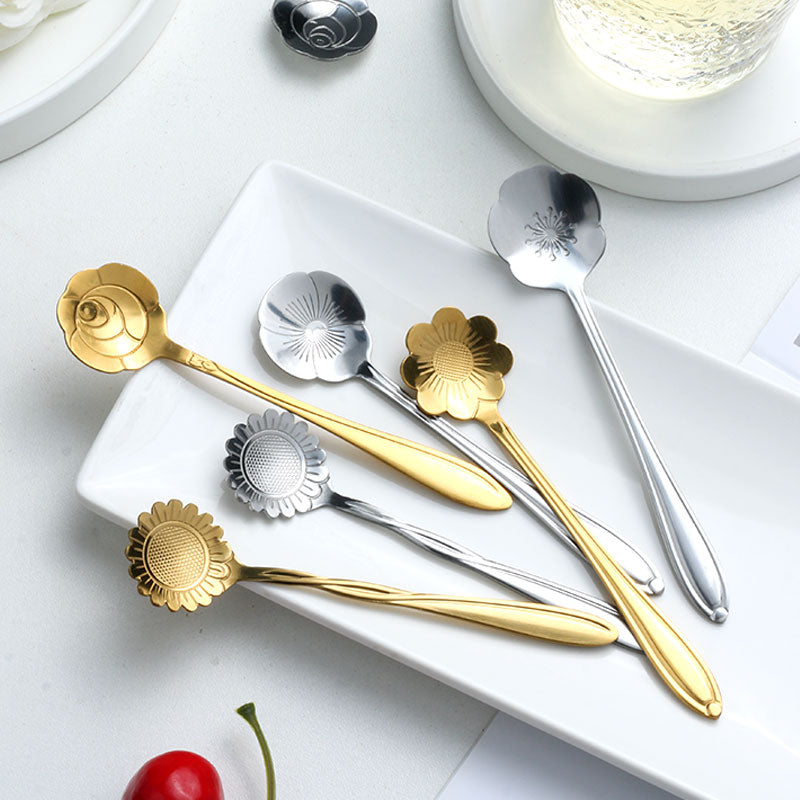 Kalsten | 8-piece stainless steel teaspoon set with flower design
