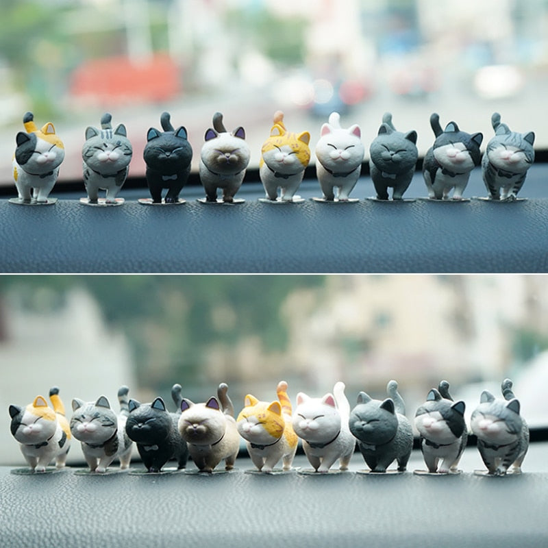 Kalsten | 9Pcs Cute Kitty Rotating Head Car Decor