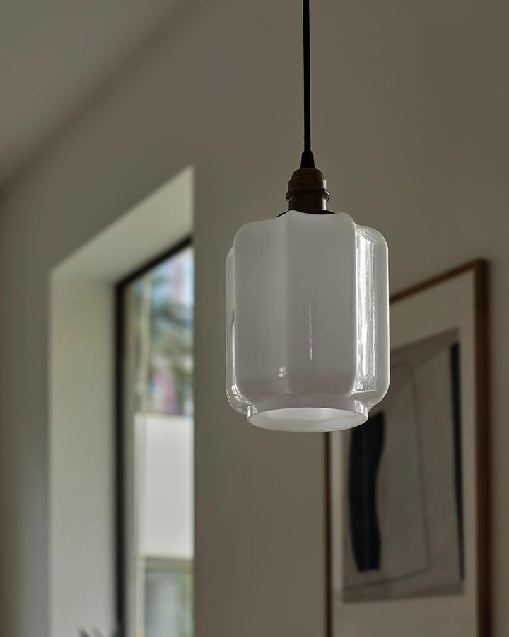 Pendant Light Glass Globe 5.9 in White Brass Bedroom Dining Room Hanging Ceiling Fixture Adjustable Cord | Kalsten