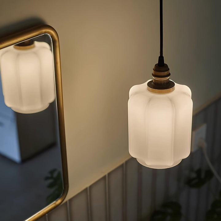 Pendant Light Glass Globe 5.9 in White Brass Bedroom Dining Room Hanging Ceiling Fixture Adjustable Cord | Kalsten