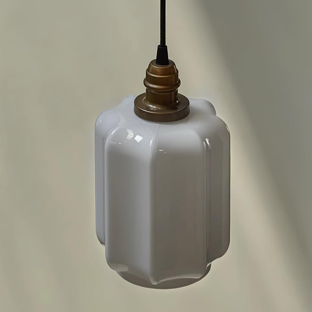 Pendant Light Glass Globe 5.9 in White Brass Bedroom Dining Room Hanging Ceiling Fixture Adjustable Cord | Kalsten