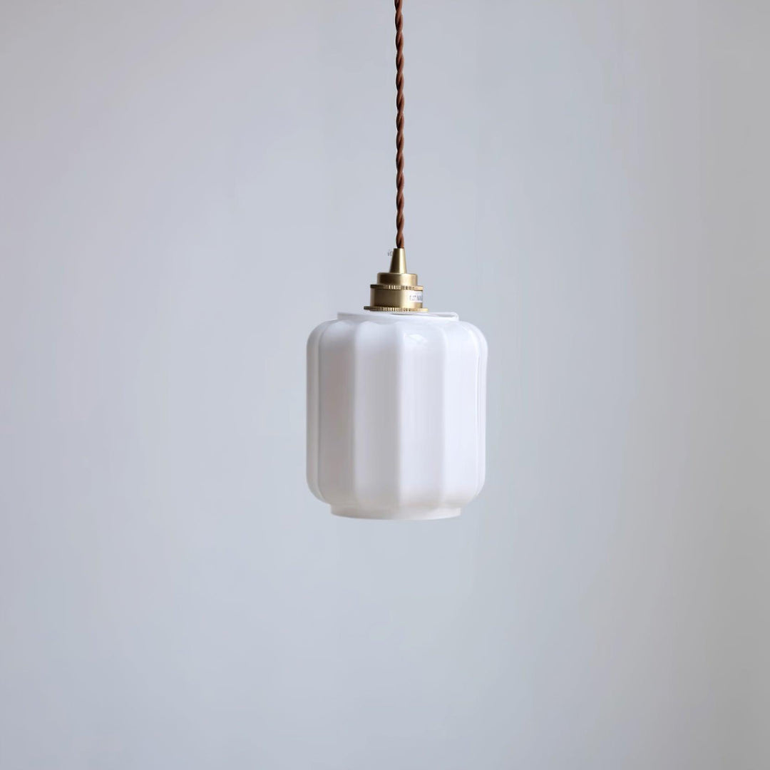 Pendant Light Glass Globe 5.9 in White Brass Bedroom Dining Room Hanging Ceiling Fixture Adjustable Cord | Kalsten