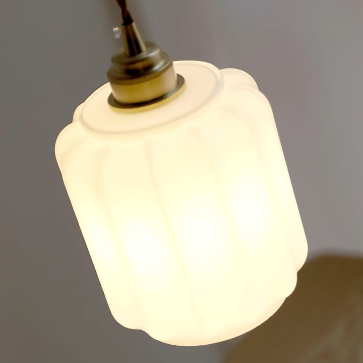 Pendant Light Glass Globe 5.9 in White Brass Bedroom Dining Room Hanging Ceiling Fixture Adjustable Cord | Kalsten