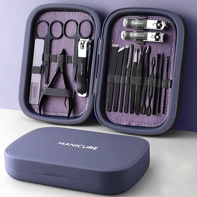 Kalsten | LuxNails | Professional Stainless Steel Manicure and Pedicure Set | Portable & Multifunctional | Luxurious Storage Box
